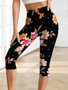 Women's Fashion Casual Yoga Capri Pants Floral Print Yoga Pants; Retro Flower Pattern Print Casual Yoga Capri Pants For Leisure Sports Casual Outdoors - Nhiều màu - Xem 2