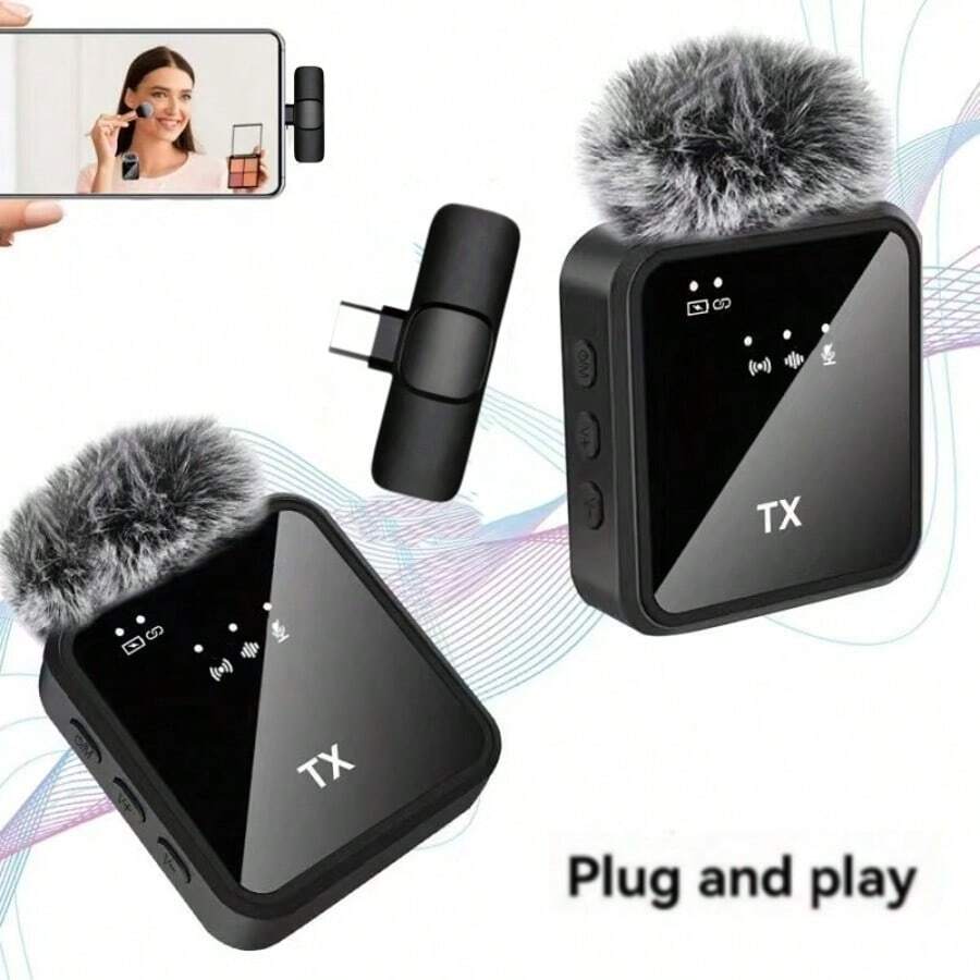 Professional Wireless Lavalier Microphone, Compatible With Smartphones, Plug And Play, Suitable For Video Recording, Teaching, Interview, Podcast, Etc., Wireless Omnidirectional Condenser Recording, Professional Intelligent Noise Reduction, 230mAh Battery, Windscreen, USB Interface (Multi-Port Optional), Rechargeable Lithium Battery, 2.4G/3G/4G/5G Connection.