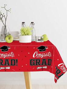 2026 Graduation Ceremony Tablecloth, 220*130cm Disposable PE Material Tablecloth With Graduation Cap Pattern, Congratulatory Graduation Party Supplies, 2026 Graduation Celebration Decoration, Graduation Season Tablecloth, Graduation Decoration, Home Decor, Kitchen Supplies, Tabletop Decor - Design a - View 7