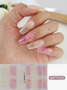 14指全指美甲贴纸 - 1张美甲贴纸 - 可粘贴于指甲的贴纸 - 个性化闪亮美甲胶 - 全指美甲贴纸 - 适合女性和年轻女孩 - 彩色 - 查看 8