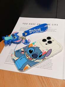 Disney Has Authorized, Phone Case - Chain Set, The Stitch Lilo & Stitch Phone Case Plus A Silicone 3D Or Fluffy Style Stitch Bracelet With Metallic Ring Removable Bracelet, Stitch And Angel Pattern, Compatible With Iphone 17/16/15/14/13/12/11/XS/XR/X Plus Pro Max, Wavy Design Phone Case For Girl, A Stylish Cartoon Summer Phone Case, The Perfect Gift Choice, Phone Protection, Durable Phone Cover, Great Gift For Friends And Family - 白色款式A - 查看 5