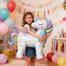 1pc Floating Unicorn Balloon, Suitable For Decorating Girls' Birthday Party, Ideal For Rainbow Themed Celebrations - View 4