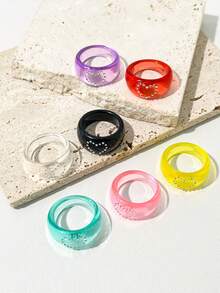 Nhẫn hình trái tim đính đá resin bán chạy nhất, phụ kiện trang sức độc đáo. - Nhiều màu - Xem 6