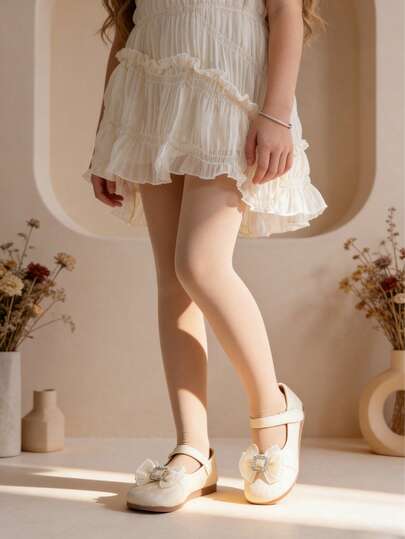 1pc Girls' Skin-Colored Tights, Lightweight Breathable Opaque Pantyhose, Soft & Comfortable, Fashionable Casual/Sports, Anti-Snag, Suitable For Daily Wear, Back To School, Holidays