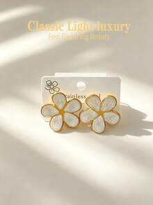 三对套装 - 附赠卡片，五叶花耳环 - 女士宣言风格组合，优雅镀金耳环。适合婚礼、舞会、生日等场合。时尚珠宝礼品。金色花朵造型的厚款耳环。完美的伴娘主题耳环。母亲节结婚吊坠耳环。复古风时尚大号婚礼珠宝，情人节礼物。 - 彩色 - 查看 7