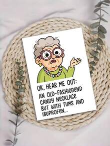 1pc "Ok Hear Me Out" Funny Get Well Soon Card With Envelope, Humorous Elderly Lady Recovery Greeting For Friends Family, Blank Inside - View 8