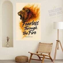 1pc Frameless Fearless Lion Inspirational Canvas Print, Motivational Wall Art, Home Office Canvas Painting - Cartoon - View 11