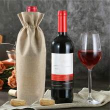 12pcs Wine Bottle Covers, Linen Drawstring Dust-Proof Bags For Wine, Juice And Other Beverage Storage And Protection - View 1