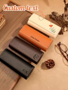 Customizable Personalized Genuine Leather Glasses Case, Can Add Name/Text/Date/Logo, Personalized Genuine Leather Glasses And Fashion Glasses Case, Vintage Leather Glasses Case For Men And Women - Multicolor - View 1