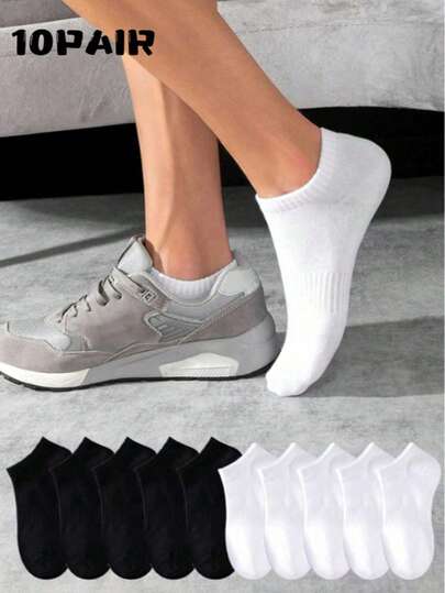 20 Pairs Men's Black, White, Gray Sports Ankle Socks, Moisture-Wicking Breathable Tennis, Badminton, Running, Basketball Socks, Fashion Minimalist Short Socks