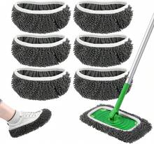 Yicotira Reusable Microfiber Mop Pads Compatible With  Sweeper- 4 Pack Dry Sweeping Cloths &Amp; Wet Mopping Cloths - Chenille Washable Wet Pads Refill For Mopping Floors (Mop Is Not Included) - 6 Pack Grey - View 2
