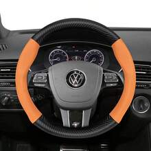 Hocasen 方向盤套 磨砂碳纖維紋理皮革結合穿孔透氣PU皮革 適用於 Tiguan/Golf/Polo/Passat/Jetta/ID.3/ID.4/Atlas/Teramont/Taos/T-Cross/Taigo/Touran/Multivan/Caddy/Amarok/Crafter/Transporter - Perforated Steering Wheel Cover - 查看 14