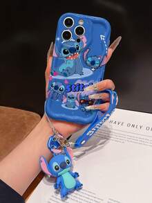 Disney Has Authorized, Phone Case - Chain Set, The Stitch Lilo & Stitch Phone Case Plus A Silicone 3D Or Fluffy Style Stitch Bracelet With Metallic Ring Removable Bracelet, Stitch And Angel Pattern, Compatible With Iphone 17/16/15/14/13/12/11/XS/XR/X Plus Pro Max, Wavy Design Phone Case For Girl, A Stylish Cartoon Summer Phone Case, The Perfect Gift Choice, Phone Protection, Durable Phone Cover, Great Gift For Friends And Family - Màu trắng kiểu A - Xem 6