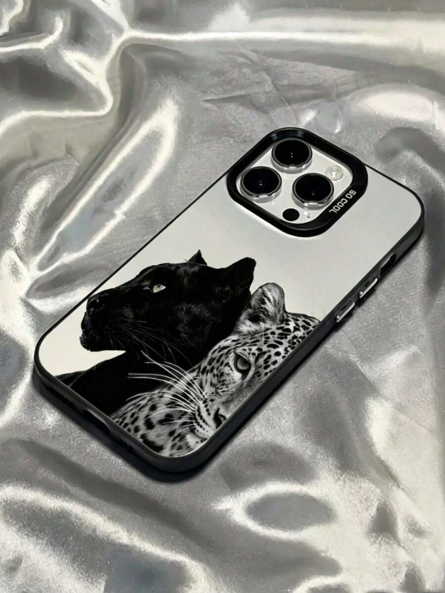 1pc Fierce Leopard Pattern Full Coverage TPU Shockproof Phone Case Compatible With Apple 16, 15, 14, 13, 12, 11 Pro Max - Multicolor - View 1