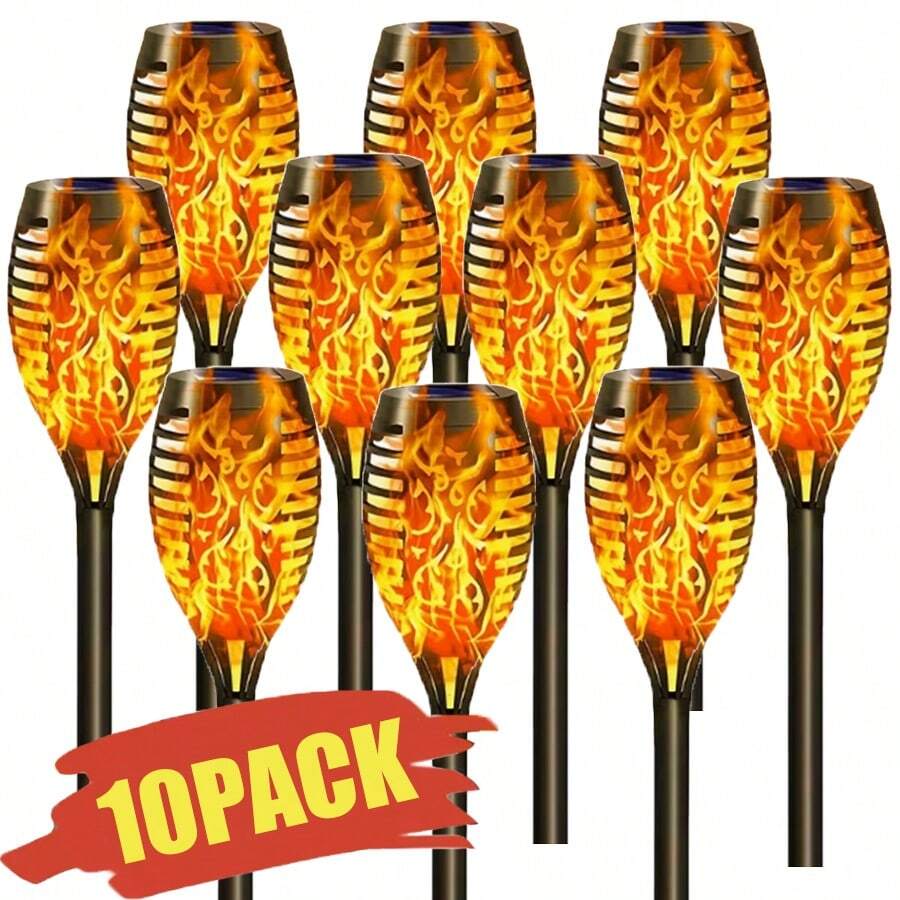 10 PCS - Solar Flame Lamps - Floor-Standing Lamps - Lawn Lamps - Outdoor Villa And Courtyard Lamps - Waterproof Square Garden Lamps - LED Landscape Lamps - 10PCS - 查看 1