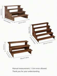 1 pieza Estantería de madera de varios niveles, organizador de escritorio y estante de exhibición para coleccionables, perfumes, cosméticos, joyas, antigüedades, pulseras, adornos, magdalenas, regalos de fiesta - Café integral - Ver 9