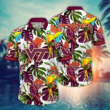 Virginia Tech Hokies  Flower Hawaii Shirt For Fans Ver 2 - Multicolor - View 2