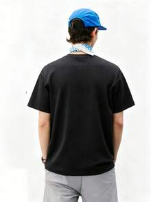Men's Summer Black Crew Neck Short Sleeve Top, Father's Day Gift Choice, Mesh Design, Comfortable And Breathable, Suitable For World Cup Fans Watching Games, Sports Fitness, Outdoor Sports Wear - Black - View 2
