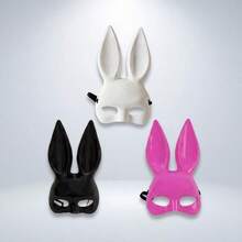 1pc Glossy Rabbit Mask, Suitable For Nightclub, Masquerade, Halloween Party, And Other Occasions - Pink - View 5