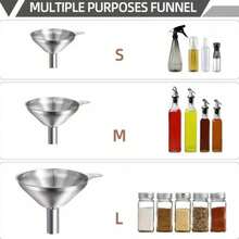3pcs/Set Stainless Steel Funnels, Large, Small And Mini Sizes, Mini Metal Funnel Set, Suitable For Essential Oils, Spices, Liquid Filling, Bottling Tools, Portable Funnel - View 10