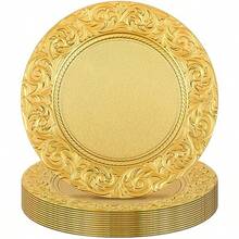 Uiifan - 2 platos de carga dorados 3 pulgadas de plástico antiguo decorativos redondos platos de cena en relieve para bodas fiestas eventos catering decoración de mesa - Aire - Ver 8