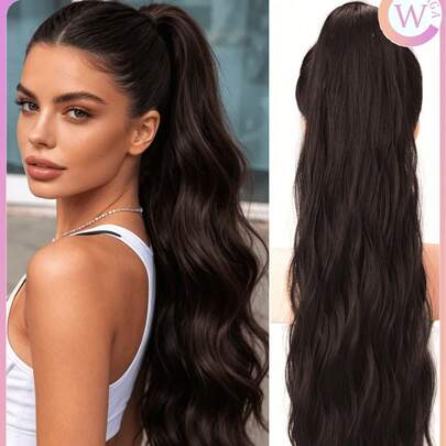 WIGGAGA 24 Inch/130g Ponytail Wig, New Ponytail Style, Long Straight Hair/Brown, Clip-On Hairpiece, Multifunctional Hair Accessory, Secure Clip, Quick Hairstyling Solution, Natural Look, Fashion Wig, Ideal For Christmas, Halloween, Valentine's Day And Daily Wear