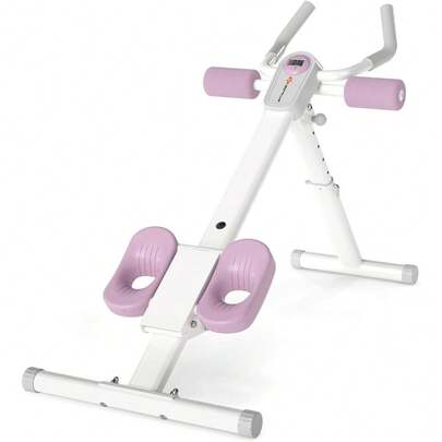 Adjustable Ab Trainer Machine, Foldable Ab Workout Equipment With Knee Protection, LCD Monitor, Home Gym Abdominal Trainer For Stomach Workout Core Strength Fitness