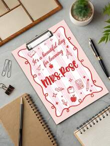 1pc Cute Colorful Graffiti Teacher Clipboard, Personalized Name Quote Acrylic Clipboard, Pastel Striped Education Design, Teacher's Day Gift, Back To School, Classroom/School Desk Decor - Multicolor - View 14