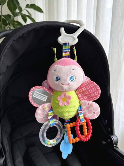 1 Set de súper lindos colgantes de mariposa para carritos de bebé, tanto para bebés niños como niñas, juguete de peluche para colgar en los asientos de del automóvil del bebé, juguete multifuncional de campana calmante para el desarrollo sensorial del bebé, con dispositivo BB incorporado, papel y campana que suenan, ejercita el agarre, los sentidos auditivos y visuales, adecuado como regalo para bebés recién nacidos