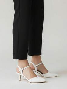 Chaussures à talons hauts à bout pointu et dos ajouré, Escarpins à la mode et confortables pour femmes, Style chic de rue, Convient pour les déplacements - Blanc - Voir 2