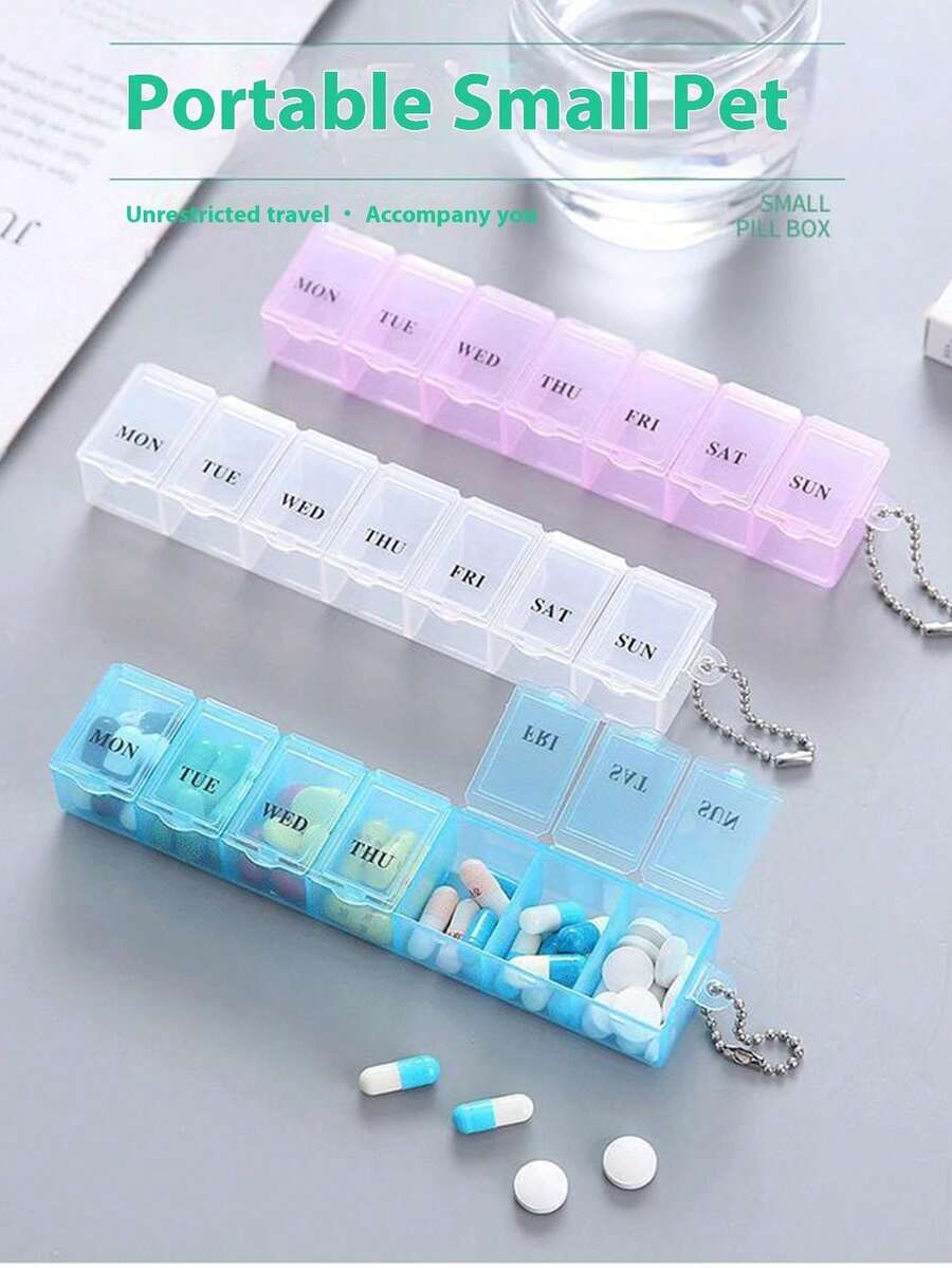 7-Day Pill Organizer, Portable Large Capacity 7-Compartment English Labeled Medicine Storage Box - one-size - View 1