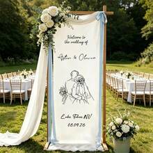 Customized Wedding Banner, Personalized Fabric Wedding Ceremony And Reception Welcome Sign, Boho Modern Wedding Decor, Custom Hanging Fabric - Multicolor 3 - View 5