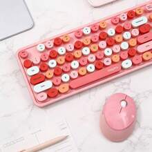 Bộ bàn phím và chuột không dây MOFii Sweet Series với các phím hoạt hình dễ thương nhiều màu sắc, kết nối không dây thẩm mỹ tươi mới và dễ chịu, thiết kế bo tròn tiện dụng giúp tránh rối dây, cầm nắm thoải mái, hoàn hảo cho gia đình, văn phòng, ký túc xá và trang trí bàn làm việc. (Không bao gồm pin) - Xem 12