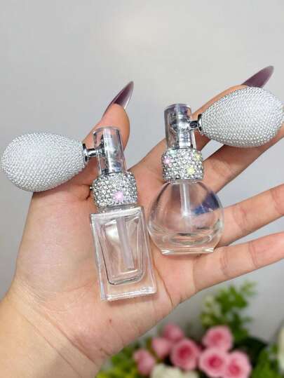 1pc High Gloss Powder Spray Bottle, High-End Artificial Diamond Tooth Powder, Pearl Powder Highlighter, Air Cushion Spray, Travel Friendly Refillable Makeup Cosmetic Container, Suitable For Powder, Creative Gift
