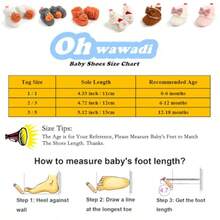 Ohwawadi Infant Baby Boys Girls Slippers Cozy Fleece Booties Soft Bottom Warm Cartoon Socks Newborn Crib Shoes - A03 Z Beige - Ver 7