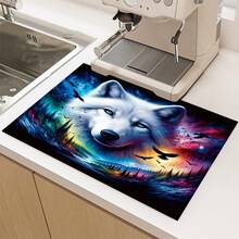 (Hot! ! ! ) White Wolf In 1pc Landscape, Protective Pad And Rubber Anti-Slip Heat-Resistant Cooker Cover Pad Are Suitable For Induction Cookers, Glass Cookers And Multifunctional Scratch-Resistant Pads, And Can Be Used As The Best Choice For Ovens, Washing Machines, Dryers And Kitchen Decoration. - Multicolor - View 17