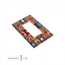 1pc Bohemian Style Switch Socket Plate | 1/2 Hole Decorative Wall Plate, Agate Stone & Watercolor Gold Line Design, Suitable For Bathroom And Living Room Decor - B - View 11