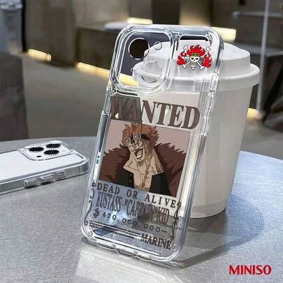 Miniso 海贼王尤斯塔斯·基德“船长”通缉令透明手机壳，适用于iPhone 17/17 Pro/17 Pro Max/17 Air/16/15/14/13/12/11/X系列，透明防震保护套，送给女朋友的理想礼物，动漫迷的完美之选。