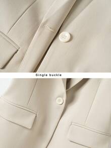 Women's Solid Color Sleeveless Vest Jacket, Elegant Lapel Spring/Autumn Fashion Style - Apricot - View 5