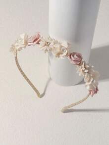 1pc Flower Print Bohemian Iron Hair Hoop All Seasons Universal Women's Handmade Fabric Flower Headwear For Outdoor Activities, Vacation, Travel, Outfit Accessories, And Gifting,Festival,Party - Multicolor - View 4