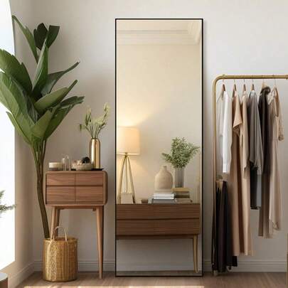 Oversized Full-Length Mirror - Vertical Rectangular Floor Standing Mirror With Stand Suitable For Cloakroom, Living Room, Bedroom - Full Body Mirror With & Polished Frame, Tall Mirror For Dressing Room, Decor