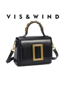 1 pieza Bolso de hombro de tela de PU de unicolor de primavera, bolso de hombro cuadrado de moda retro para mujer, diseño de asa superior única, cierre a presión, correa de hombro ajustable y desmontable para usar en el hombro o cruzado, adecuado para oficina, campus, trabajo, viajes y ocasiones casuales - Negro - Ver 5