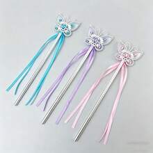 3 piezas Varitas con diseño de mariposa y copo de nieve con decoración de cinta y rhinestone, estilo elegante adecuado para accesorios de disfraz, Halloween, Navidad, fiestas temáticas - Diseño de copo de nieve duradero, adecuado para cosplay y eventos específicos, disfraces de Halloween, varitas de fiesta, decoración con brillo, decoración con rhinestone, accesorios de cosplay, accesorios de fotografía, entusiastas del cosplay - Multicolor - Ver 5