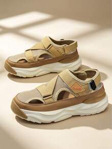 Men's Summer Sandals, Sports Outdoor Sandals, Fashion Sandals, Beach & Garden Flat Sandals, Beige & Black Sandals, Men's Outdoor Slippers, Casual Soft-Sole Comfortable Outdoor Sandals, MD Non-Slip Slippers, Suitable For Daily Casual Outdoor, Size 39-45, Holiday Gift (Handpainted Soles, Asymmetrical Patterns) - Khaki - View 9