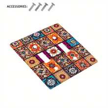 1pc Bohemian Style Switch Socket Plate | 1/2 Hole Decorative Wall Plate, Agate Stone & Watercolor Gold Line Design, Suitable For Bathroom And Living Room Decor - B - View 10