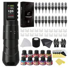 XNET 1Set FIST Wirless Tattoo Machine Pen KIt With 20pcs Tattoo Needles 10Color Ink 2.0-4.2mm Adjustable Stroke 1600mAh Battery For Tattoo Master Tattoo Beginner - Black - View 11