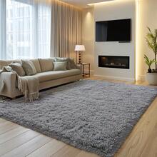 Large Rugs Living Room Rug, Grey Rugs For Bedroom, Shaggy Area Rugs Bedroom Rug, Plush Carpets For Living Room Decor, Ultra Fluffy Study Room Rug, Super Soft Indoor Carpet Floor Mat, Large Living Room Carpet - Gris Claro - Ver 4