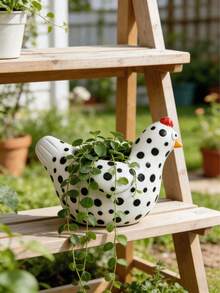 Exquisite Chicken Planters With Solid Base Weight To Stop Accidental Spills Unique Vase For Nature Lovers Scratch Proof Resin Rooster Sculpture Perfect Tea Table Porch Flower Pot Plant Pots Garden Stuff Home Room Decor Wedding Items Father Day Gift - One Size - View 8