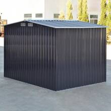 Ultimate 8x6ft Carbon Black Peaked Metal Tool Room With Galvanized Steel: Comprehensive Garden Storage Shed For Tools & Parking, Features Base Kit, Lockable 2-Door Design, & 4 Ventilation Windows (Foundation Included) - Carbon Black - View 7