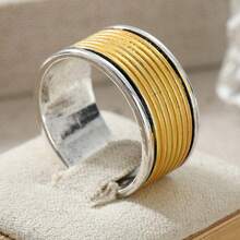 Minimalist Dual-Tone Stackable Rings For Women, Niche Design, Suitable For Daily Commute, Versatile Gift Jewelry - Gold - View 11